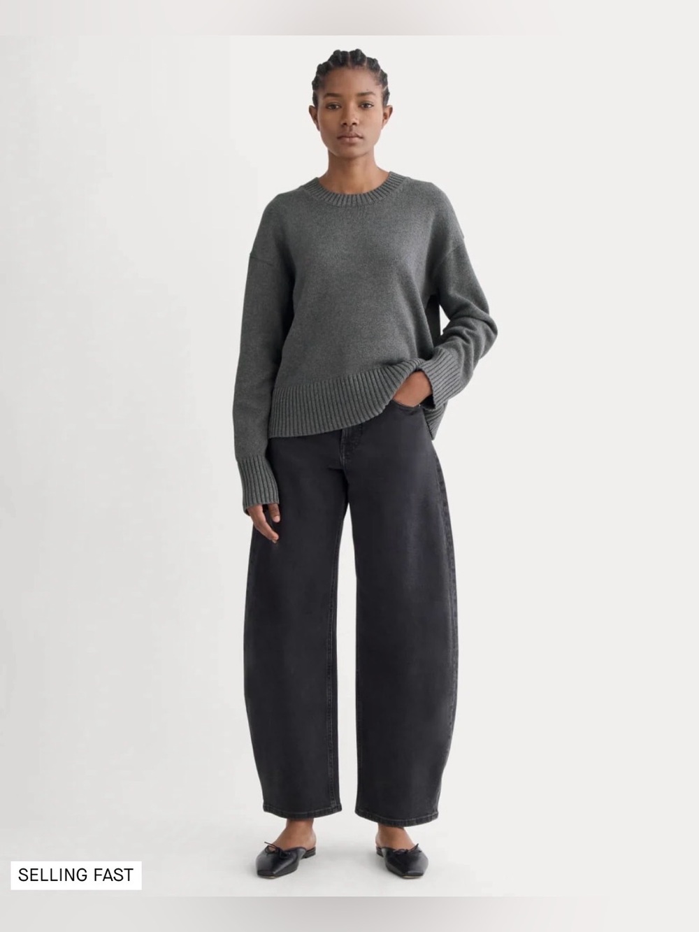 New Everlane The Boxy Sweater in Everyday Cotton Heathered Charcoal in Size M - Picture 12 of 12